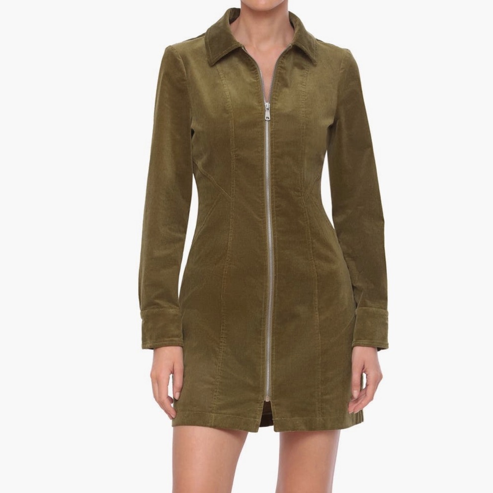 7 For All Mankind NWT Avec Les Filles Zip Up Long Sleeve Corduroy Shirtdress - Picture 7 of 14